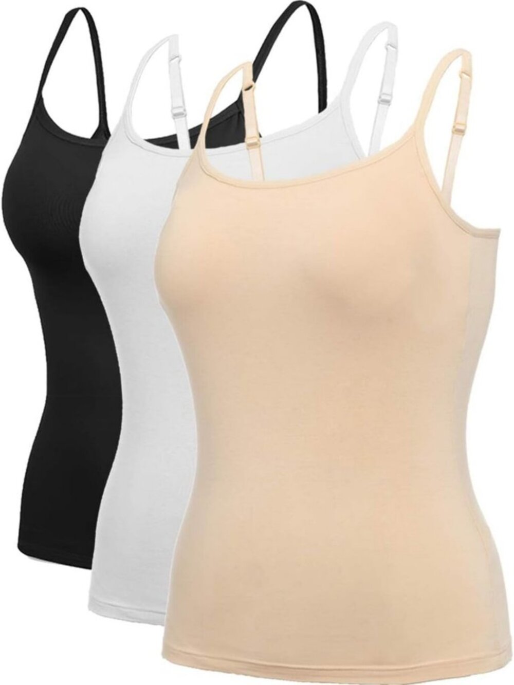 Adjustable Strap Women's Tank Tops with Built-in Padded Bra - Sleeveless